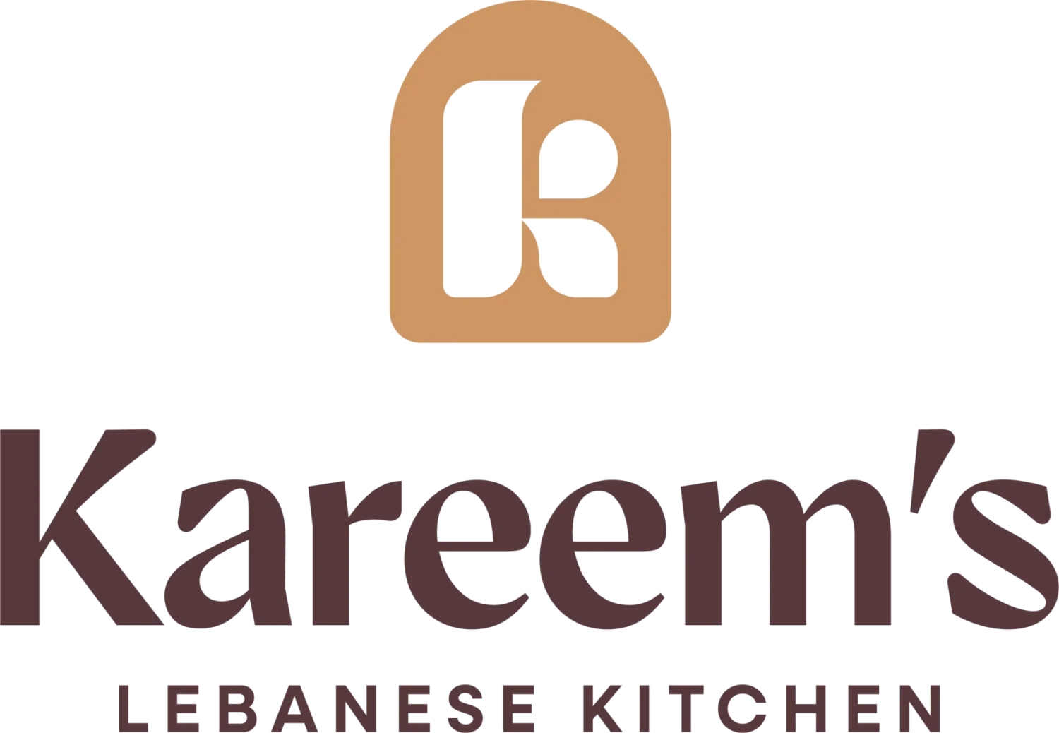 Kareem's Lebanese Kitchen logo featuring a modern monogram and elegant typography.